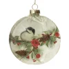 White Christmas Bird Glass Disc Glass Hearts And Discs|