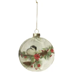White Christmas Bird Glass Disc Glass Hearts And Discs|