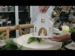 White Christmas Church Candle Holder Light-Up Scenes And Ornaments|