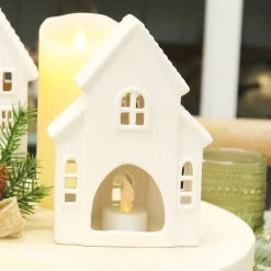 White Christmas Church Candle Holder Light-Up Scenes And Ornaments|
