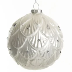 White Decorative Christmas Baubles - Set of 2 Christmas Bauble Sets|