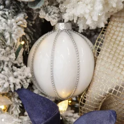 White Decorative Christmas Baubles - Set of 2 Christmas Bauble Sets|