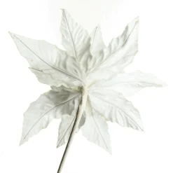 White Embossed Velvet Poinsettia Flower Stem Christmas Flowers|