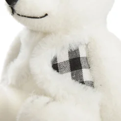 White Girl Polar Bear Cub Sitting with Red Bow Christmas Birds And Animals|