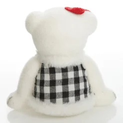 White Girl Polar Bear Cub Sitting with Red Bow Christmas Birds And Animals|