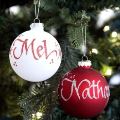 White Glass Personalised Christmas Bauble Personalised Baubles|