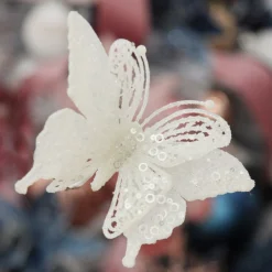 White Glitter and Sequin Butterfly Clip Butterflies And Birds|