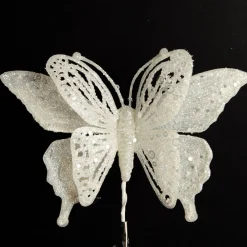 White Glitter and Sequin Butterfly Clip Butterflies And Birds|