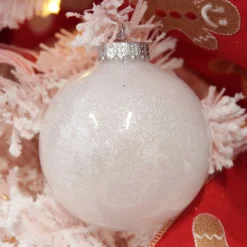 White Glitter Christmas Bauble Decorative Christmas Baubles|