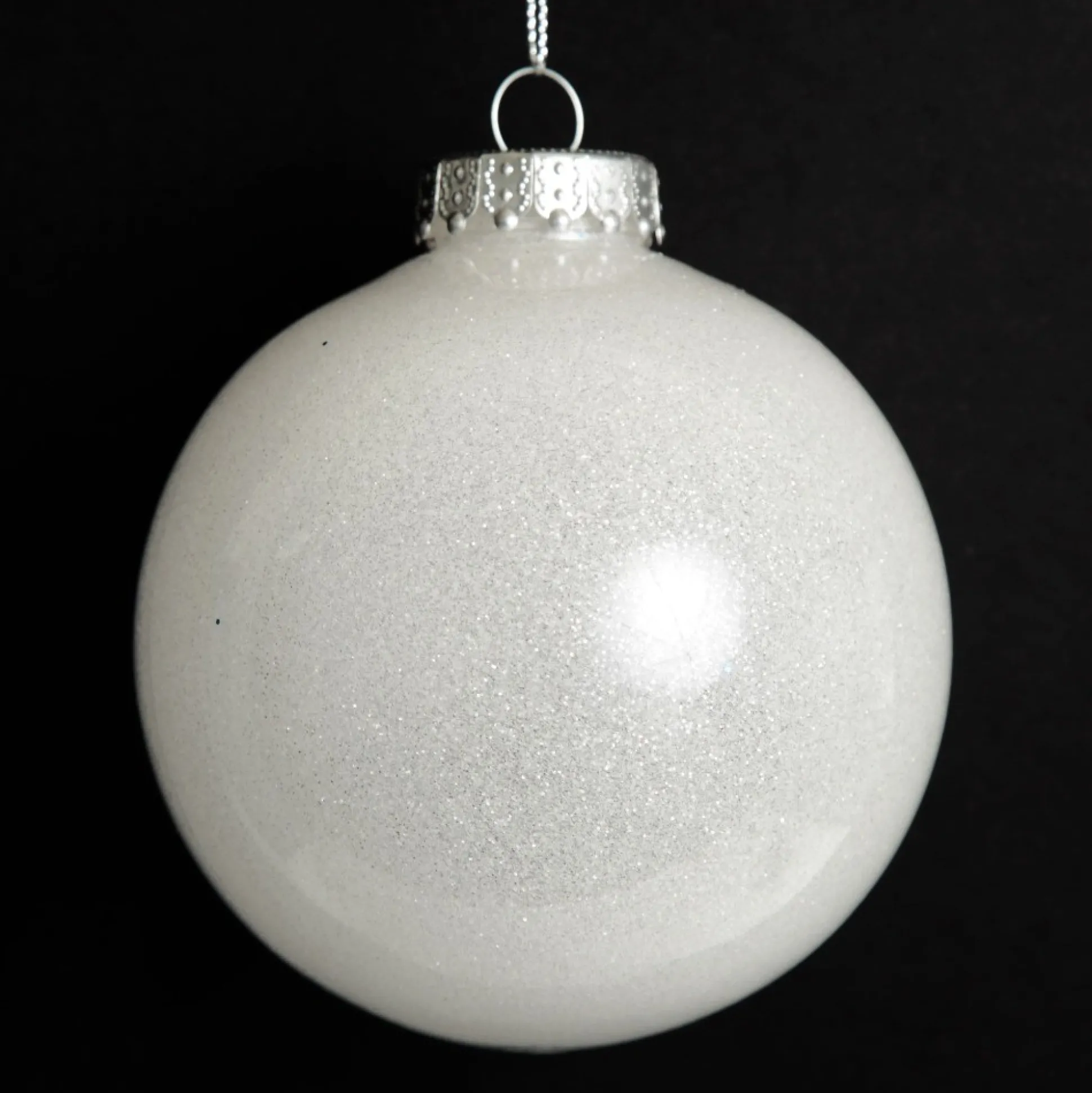 White Glitter Christmas Bauble Decorative Christmas Baubles|