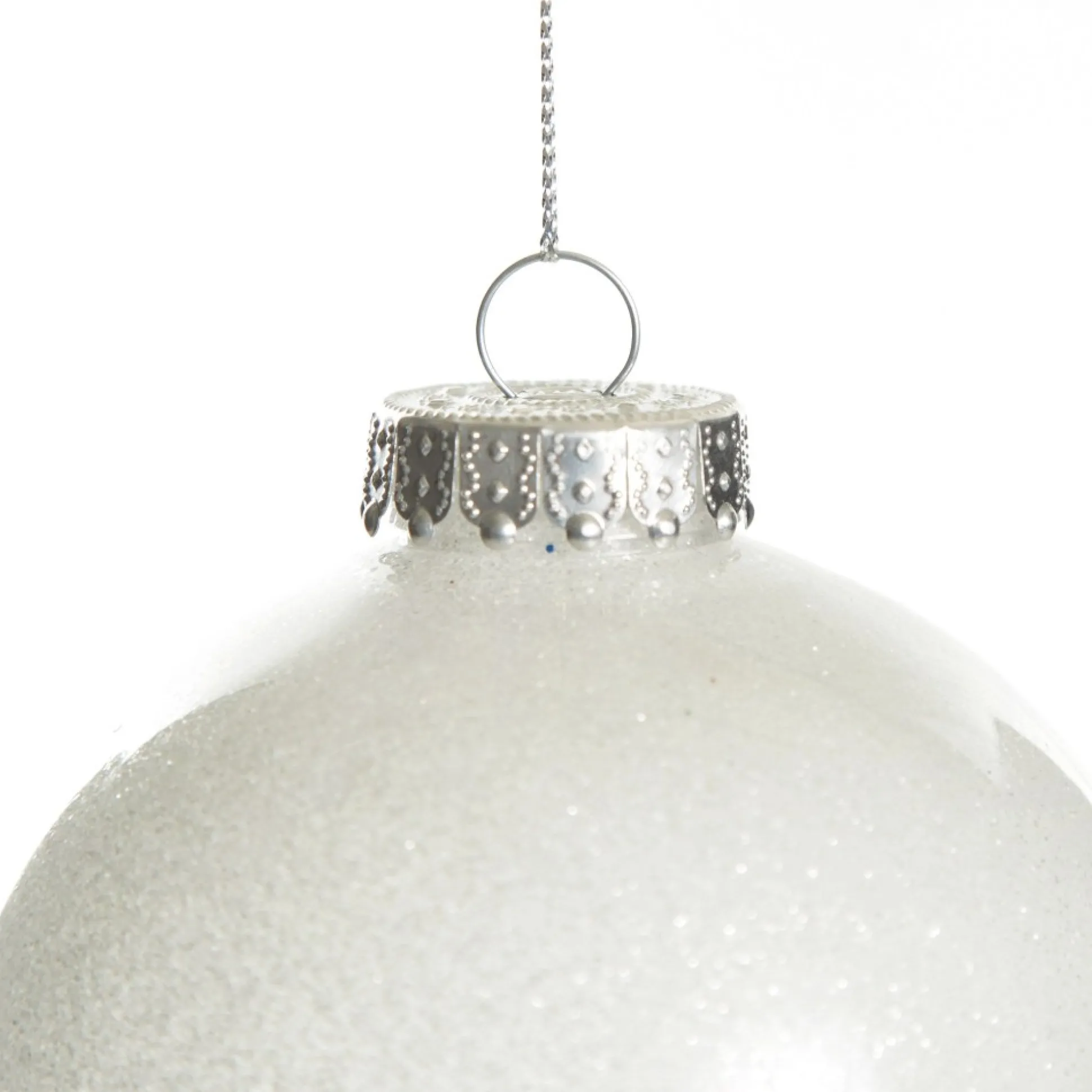 White Glitter Christmas Bauble Decorative Christmas Baubles|