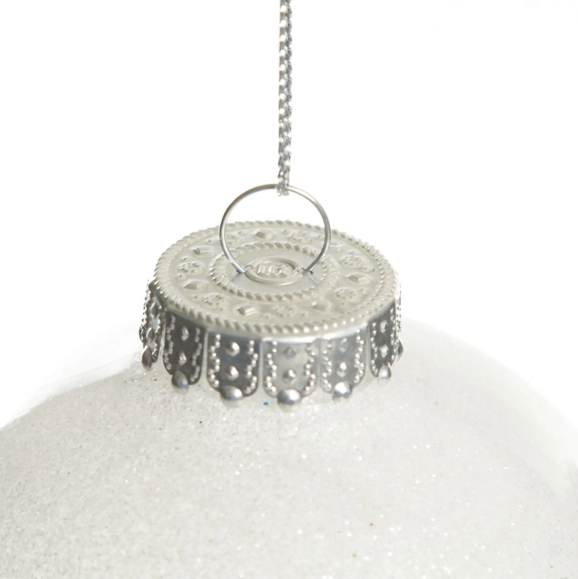 White Glitter Christmas Bauble Decorative Christmas Baubles|
