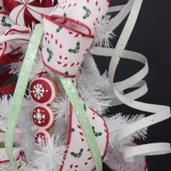 White Glitter Curly Ribbon Christmas Pick Small Christmas Tree Picks|