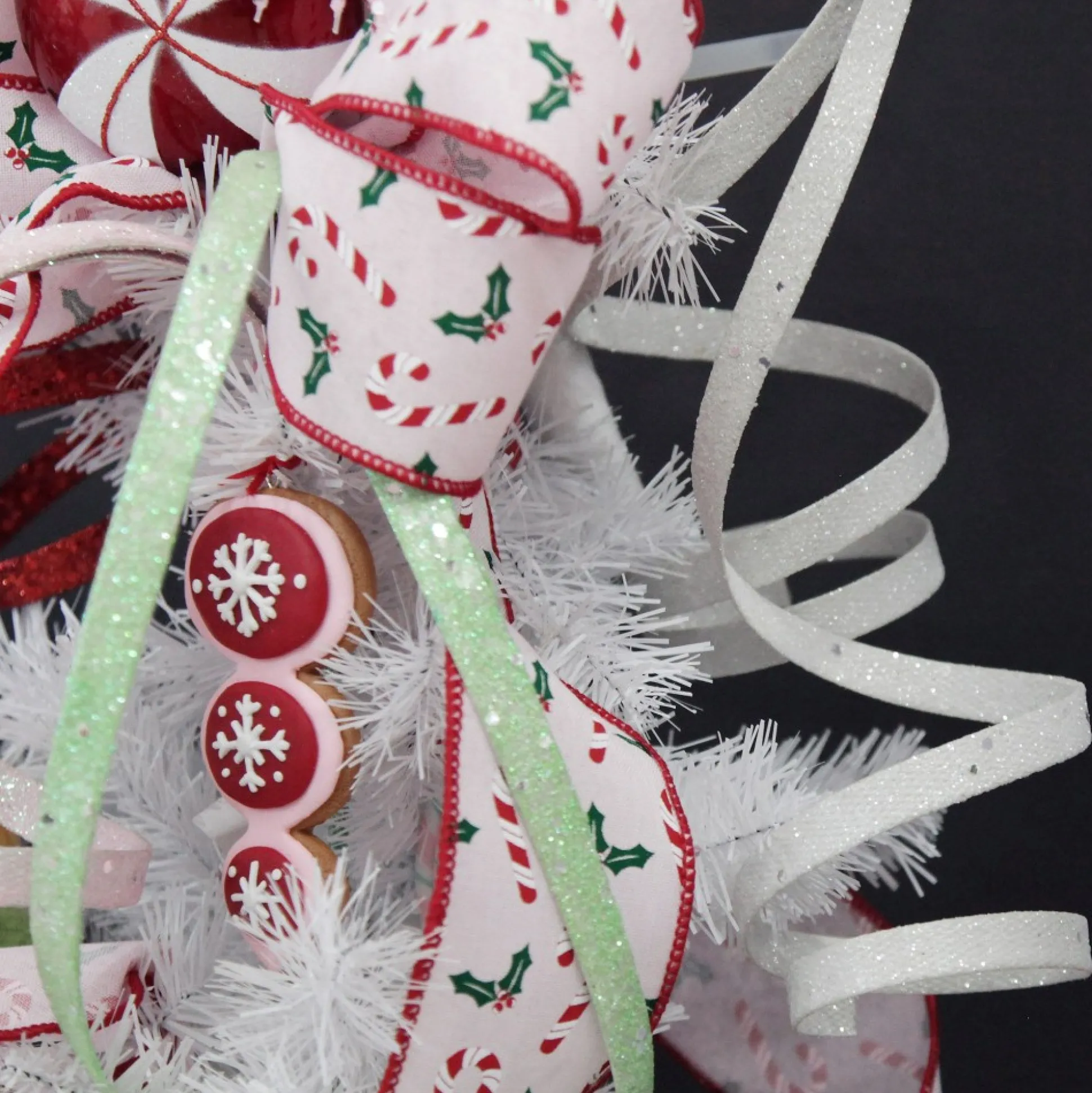 White Glitter Curly Ribbon Christmas Pick Small Christmas Tree Picks|