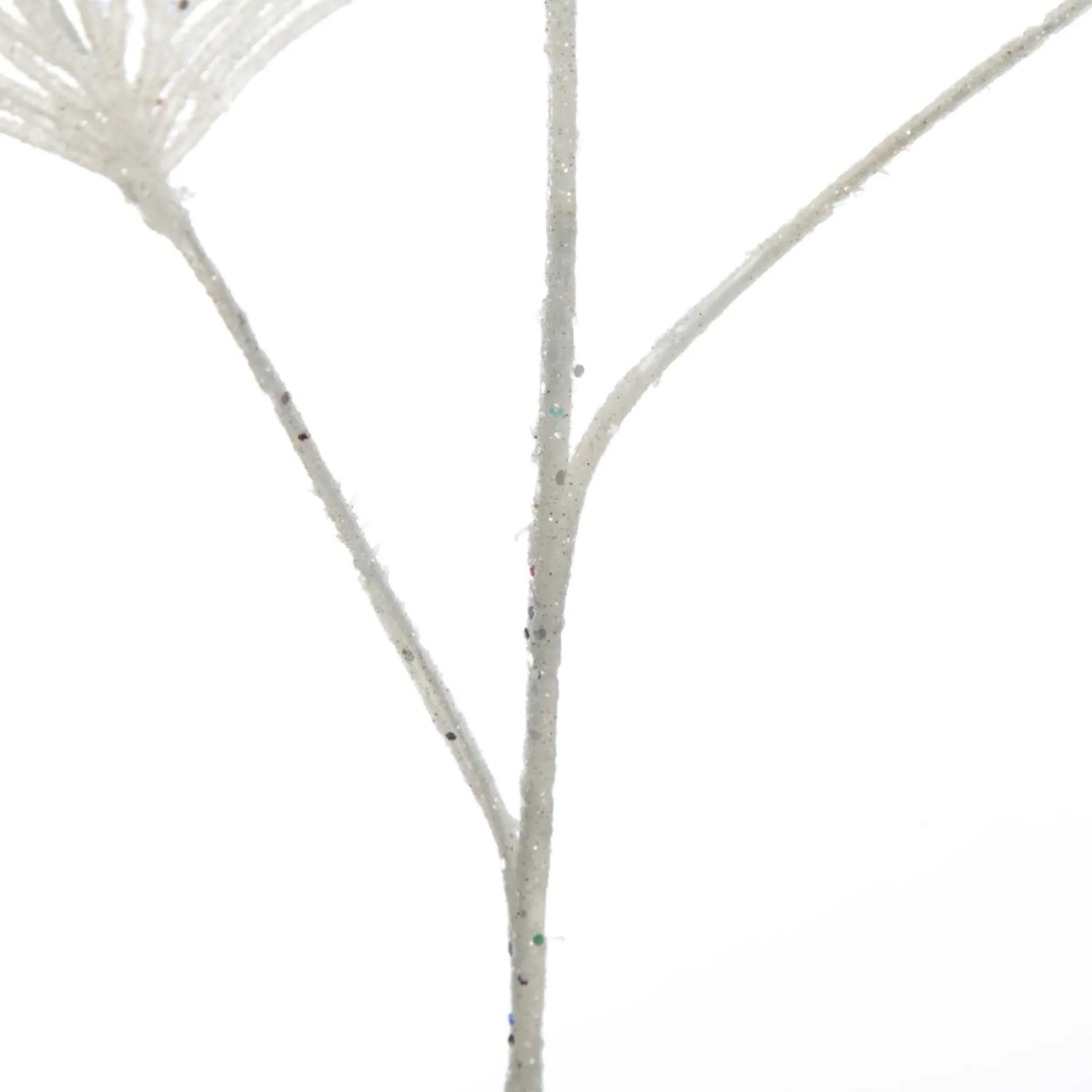 White Glitter Fan Coral Pick Christmas Sprays|