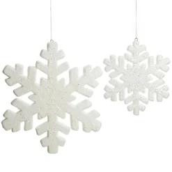 White Glitter Hanging Snowflake - Small Snowflakes And Stars|