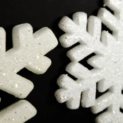 White Glitter Hanging Snowflake - Small Snowflakes And Stars|