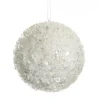 White Glitter Sequin and Bead Ball Decorative Christmas Baubles|