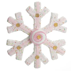 White Glitter Snowflake with Pink Frosting and Sprinkles Snowflakes And Stars|