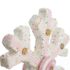 White Glitter Snowflake with Pink Frosting and Sprinkles Snowflakes And Stars|