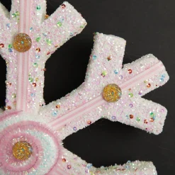 White Glitter Snowflake with Pink Frosting and Sprinkles Snowflakes And Stars|