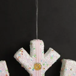 White Glitter Snowflake with Pink Frosting and Sprinkles Snowflakes And Stars|