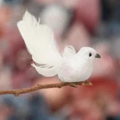 White Iridescent Finish Bird Clip Butterflies And Birds|