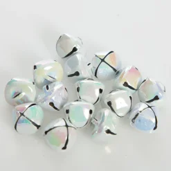 White Iridescent Mini Jingle Bell Decorations - Bag of 15 Christmas Craft Supplies|