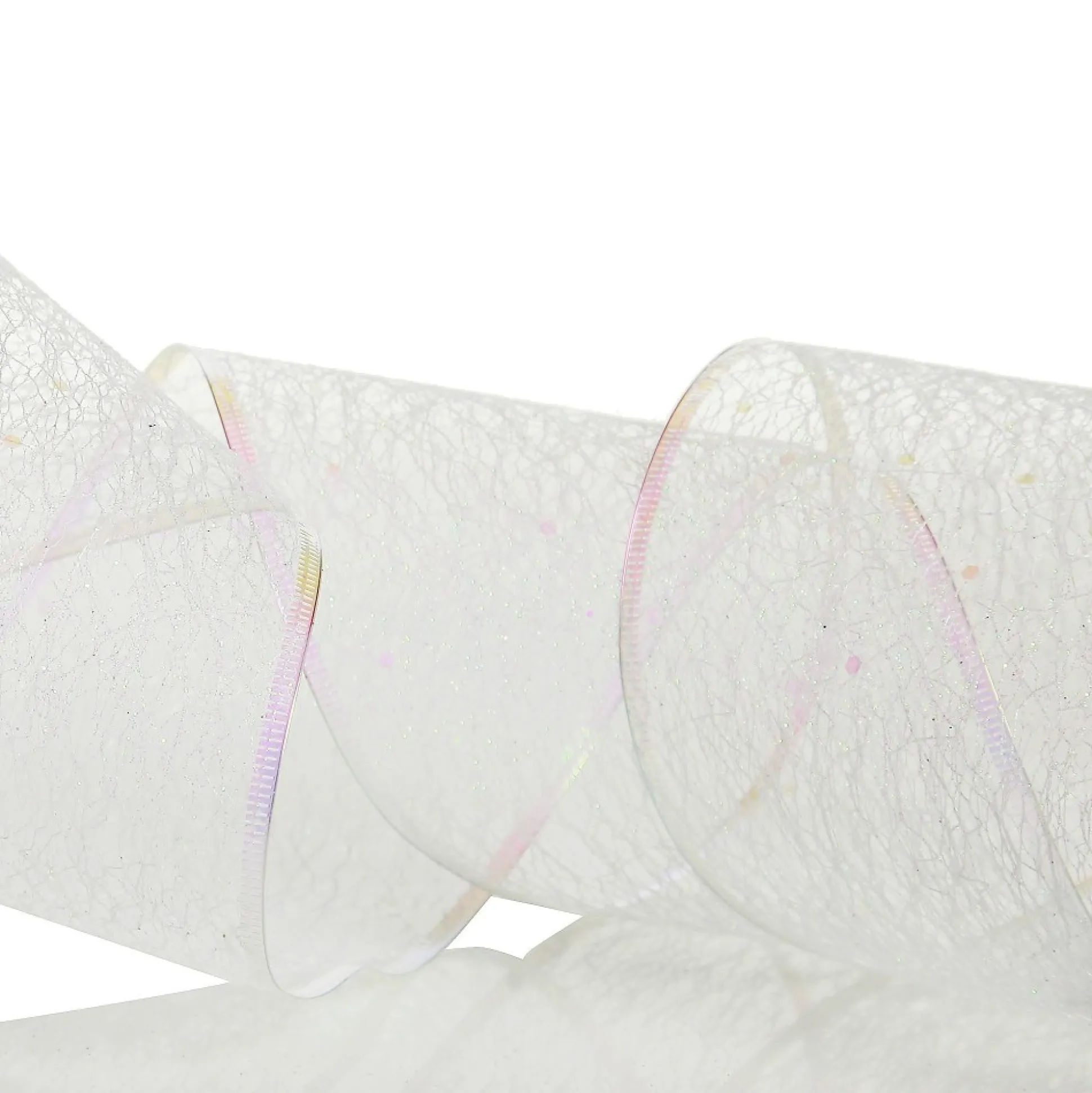 White Iridescent Spider Mesh Wired Christmas Ribbon Garland Tree Garlands|