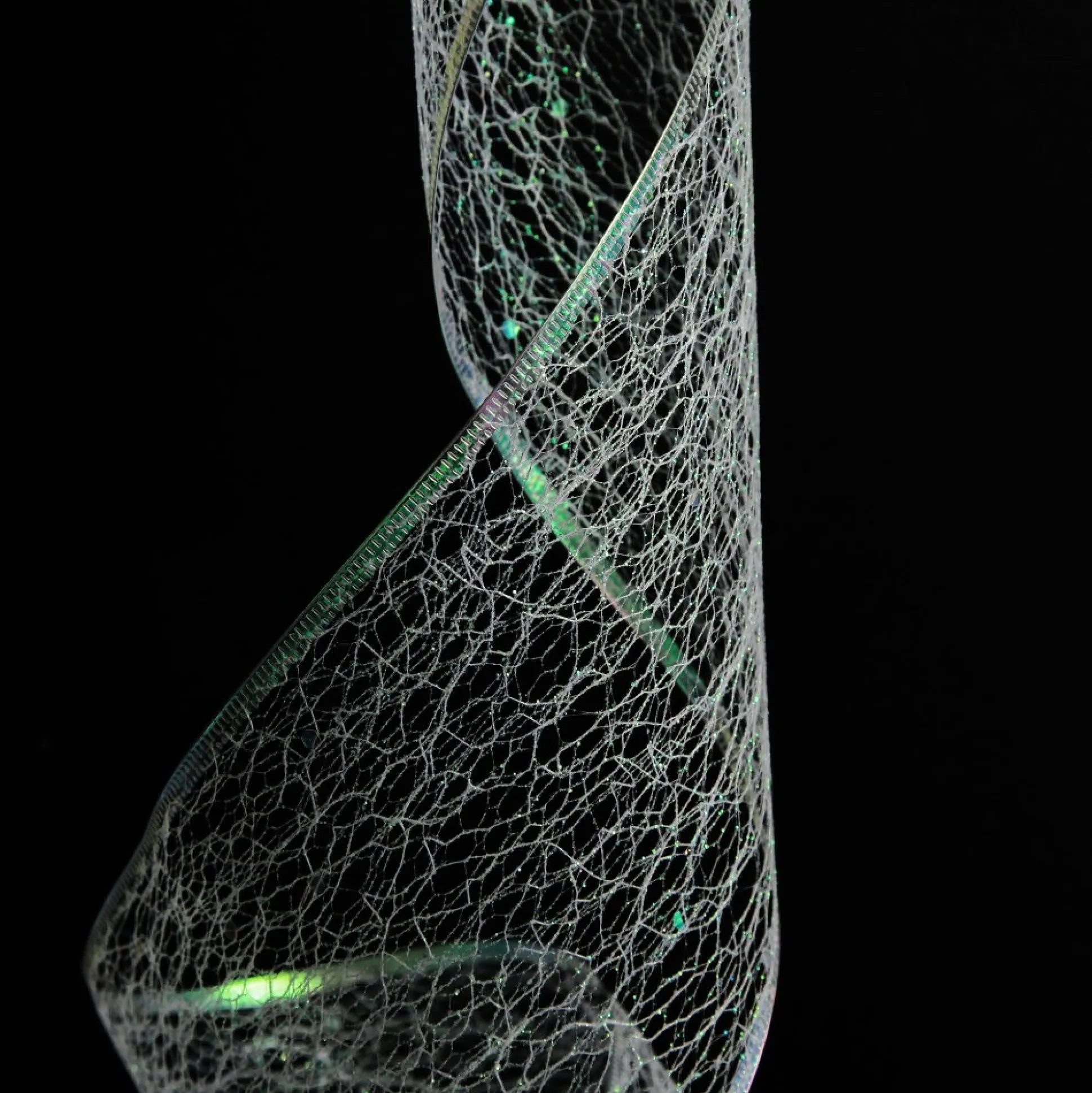 White Iridescent Spider Mesh Wired Christmas Ribbon Garland Tree Garlands|