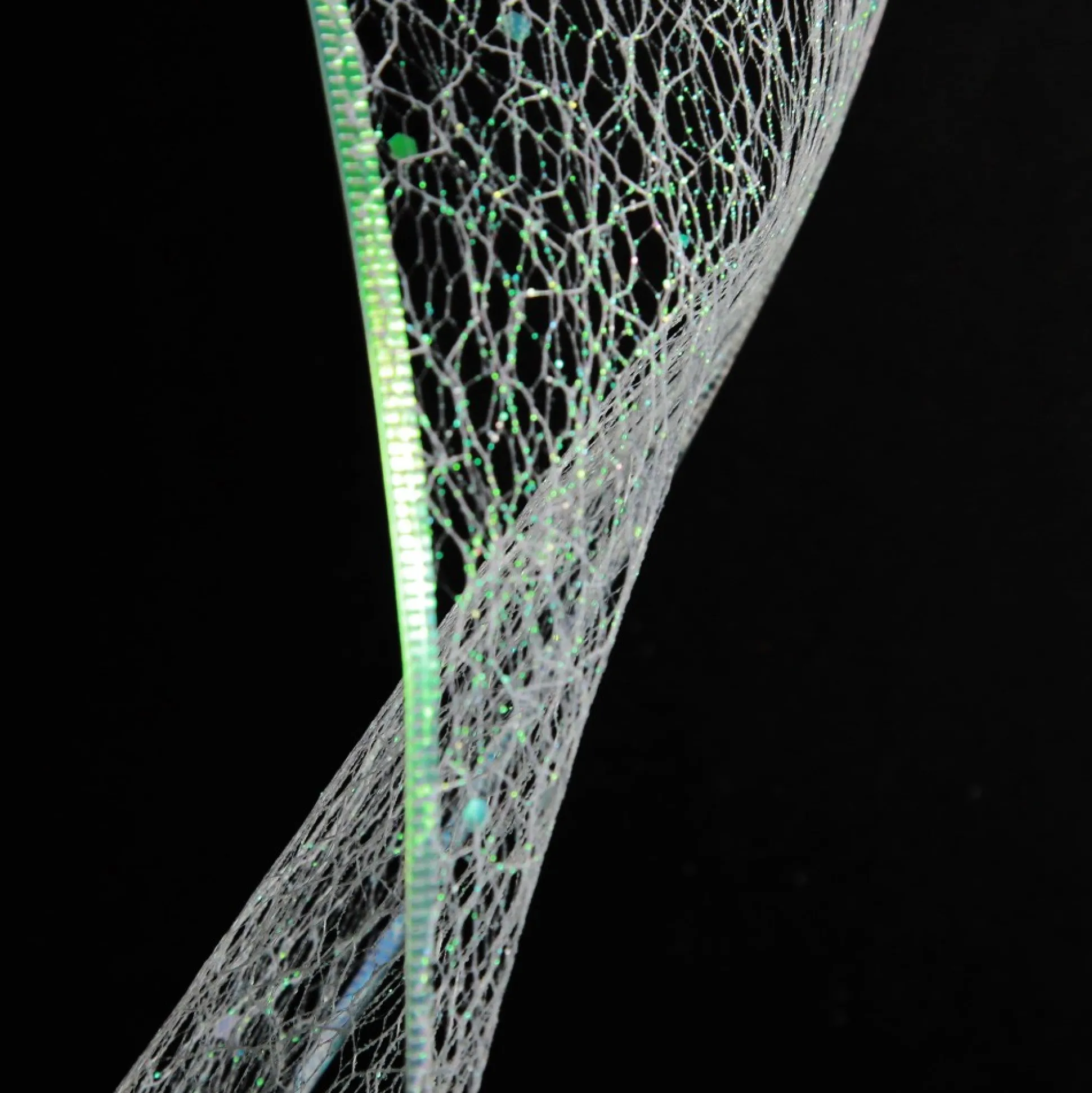 White Iridescent Spider Mesh Wired Christmas Ribbon Garland Tree Garlands|