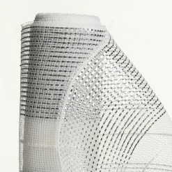 White Metallic Stripe Decomesh Roll Decomesh|