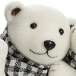 White Mother and Cub Polar Bears Hugging Christmas Birds And Animals|