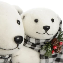 White Mother and Cub Polar Bears Hugging Christmas Birds And Animals|