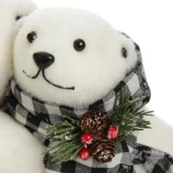 White Mother and Cub Polar Bears Hugging Christmas Birds And Animals|