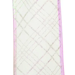 White Organza with White Glitter Pattern Wired Christmas Ribbon Ribbons|