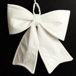 White Padded Fabric Bow Christmas Bells And Bows|