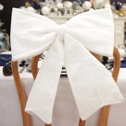 White Padded Velvet Bow Christmas Bells And Bows|