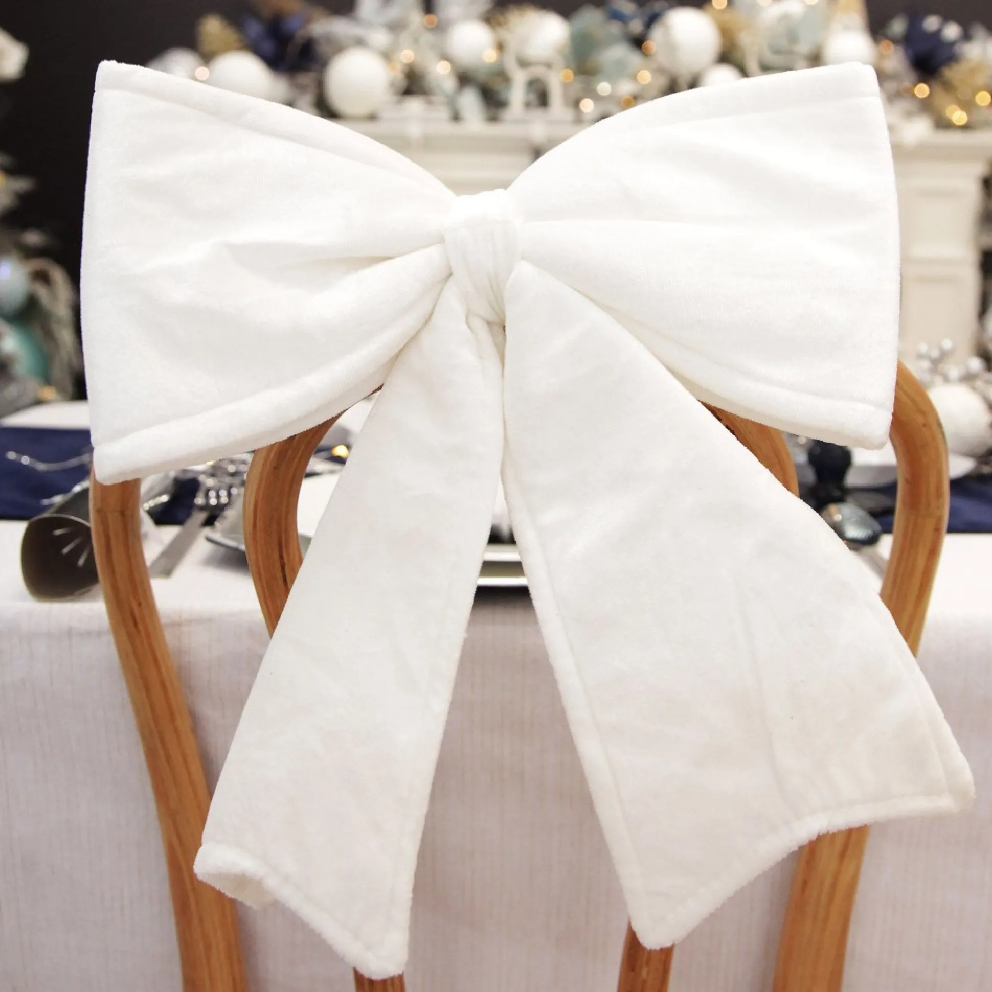 White Padded Velvet Bow Christmas Bells And Bows|