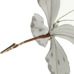 White Satin and Silver Sequin Butterfly Clip Butterflies And Birds|
