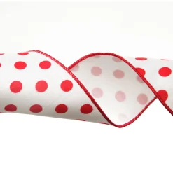 White Satin Christmas Ribbon Garland with Red Dots Tree Garlands|