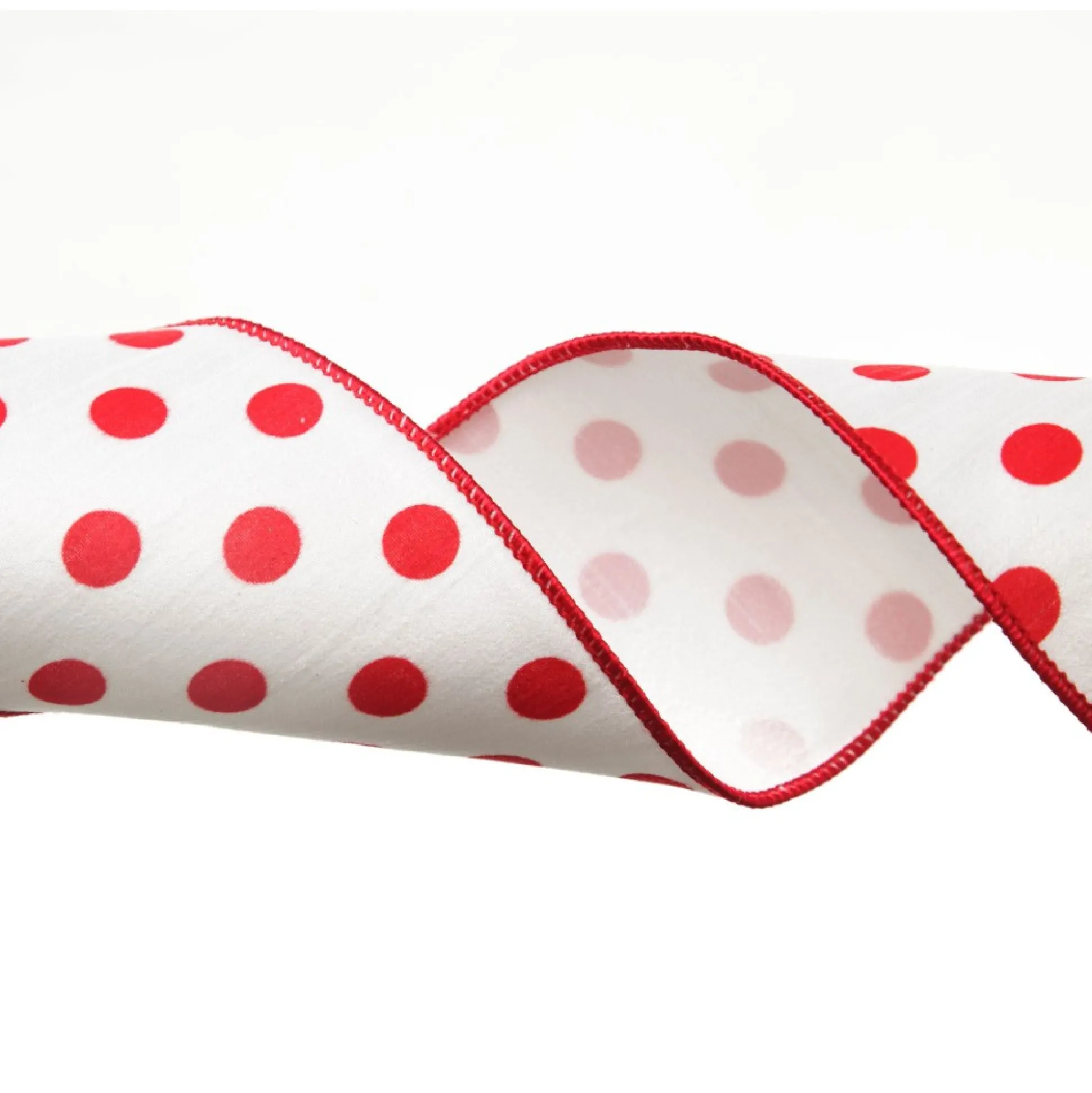 White Satin Christmas Ribbon Garland with Red Dots Tree Garlands|