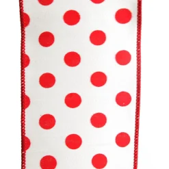 White Satin Christmas Ribbon Garland with Red Dots Tree Garlands|