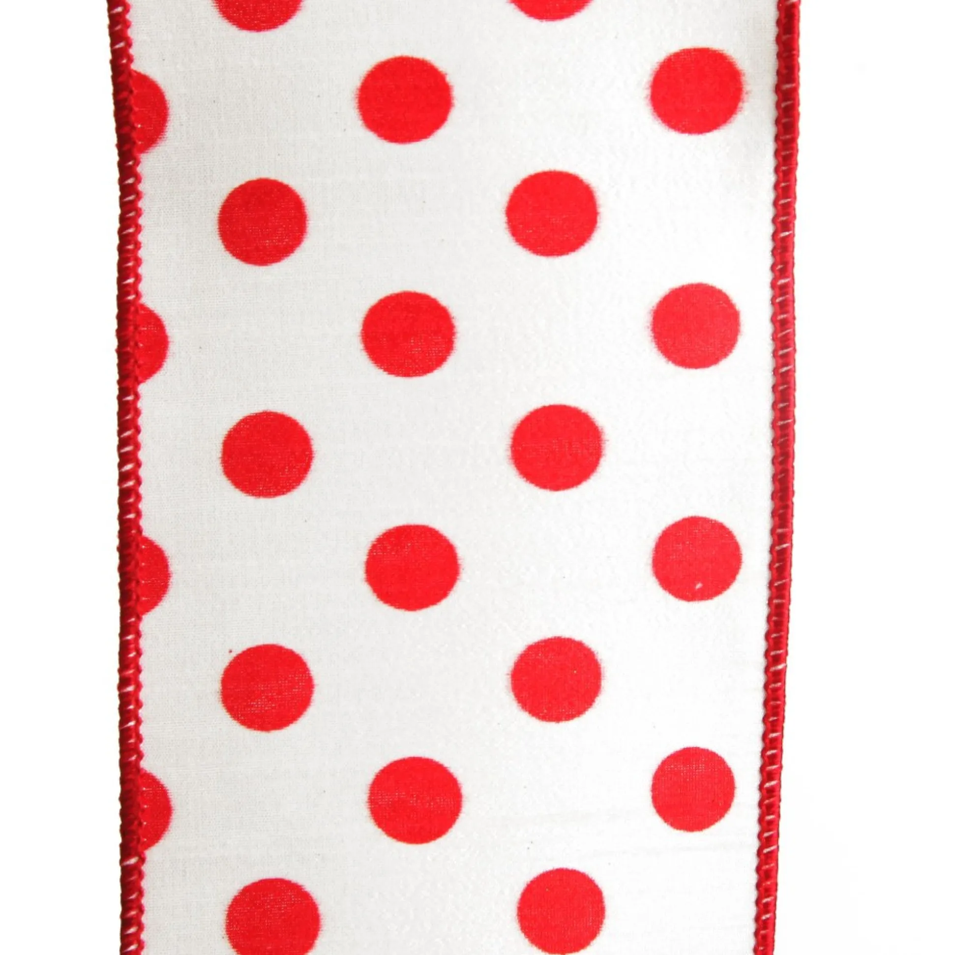 White Satin Christmas Ribbon Garland with Red Dots Tree Garlands|