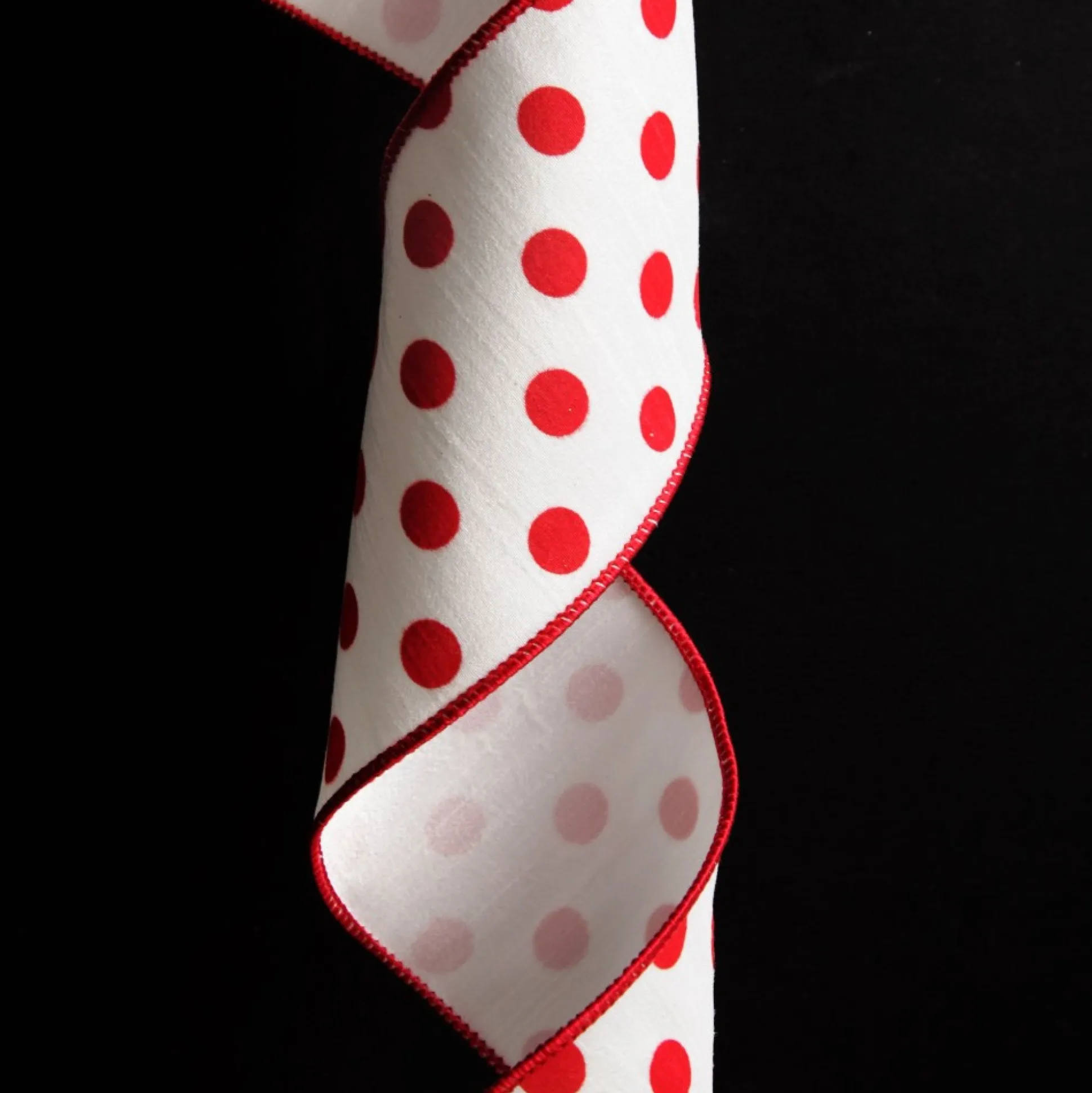 White Satin Christmas Ribbon Garland with Red Dots Tree Garlands|