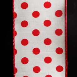 White Satin Christmas Ribbon Garland with Red Dots Tree Garlands|