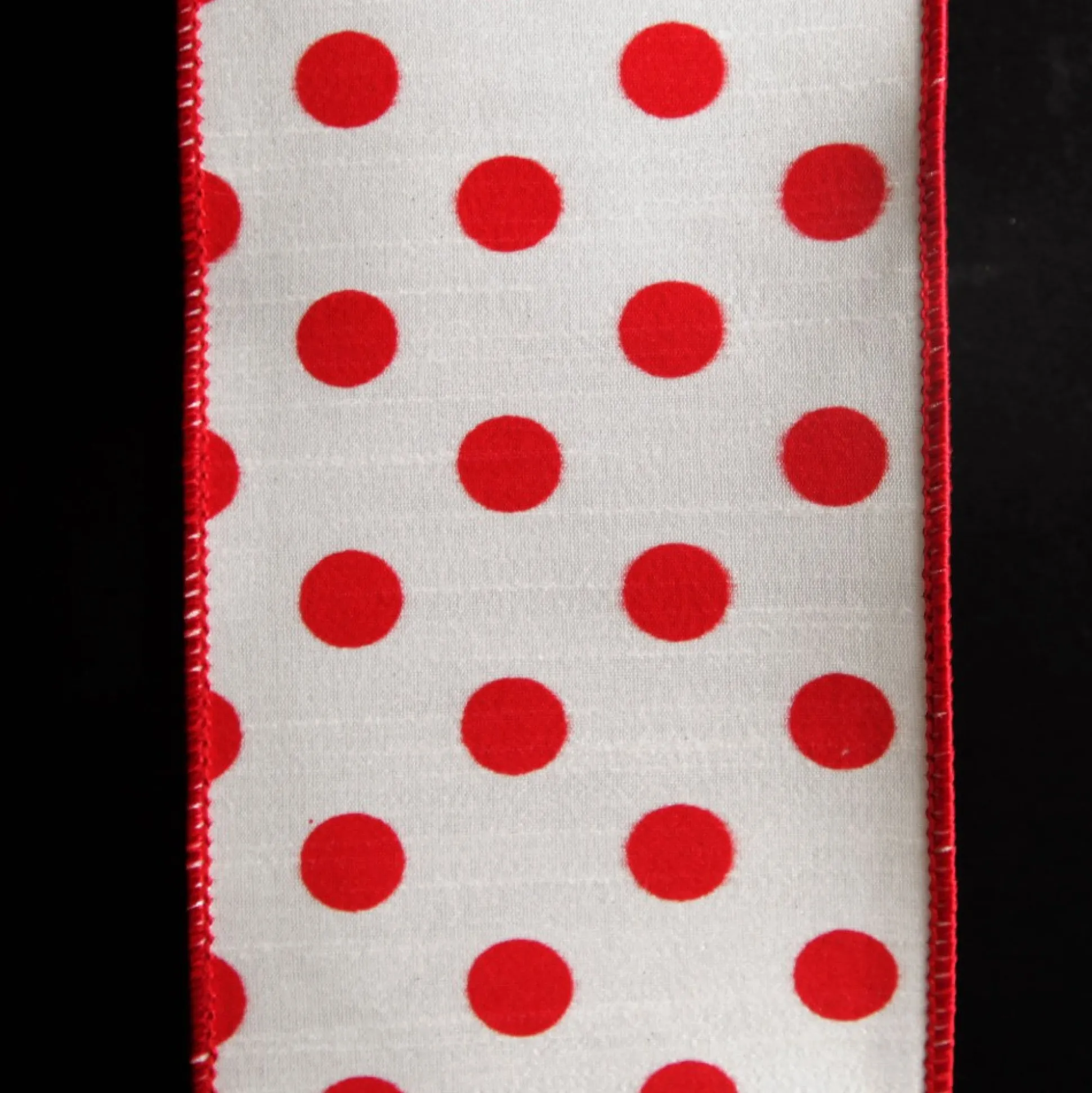 White Satin Christmas Ribbon Garland with Red Dots Tree Garlands|