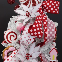 White Satin Christmas Ribbon Garland with Red Dots Tree Garlands|