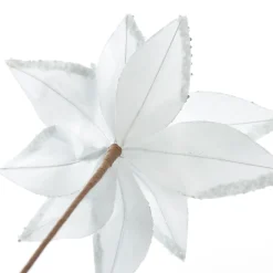 White Satin Flower Stem with Silver Sequin Tips Christmas Flowers|