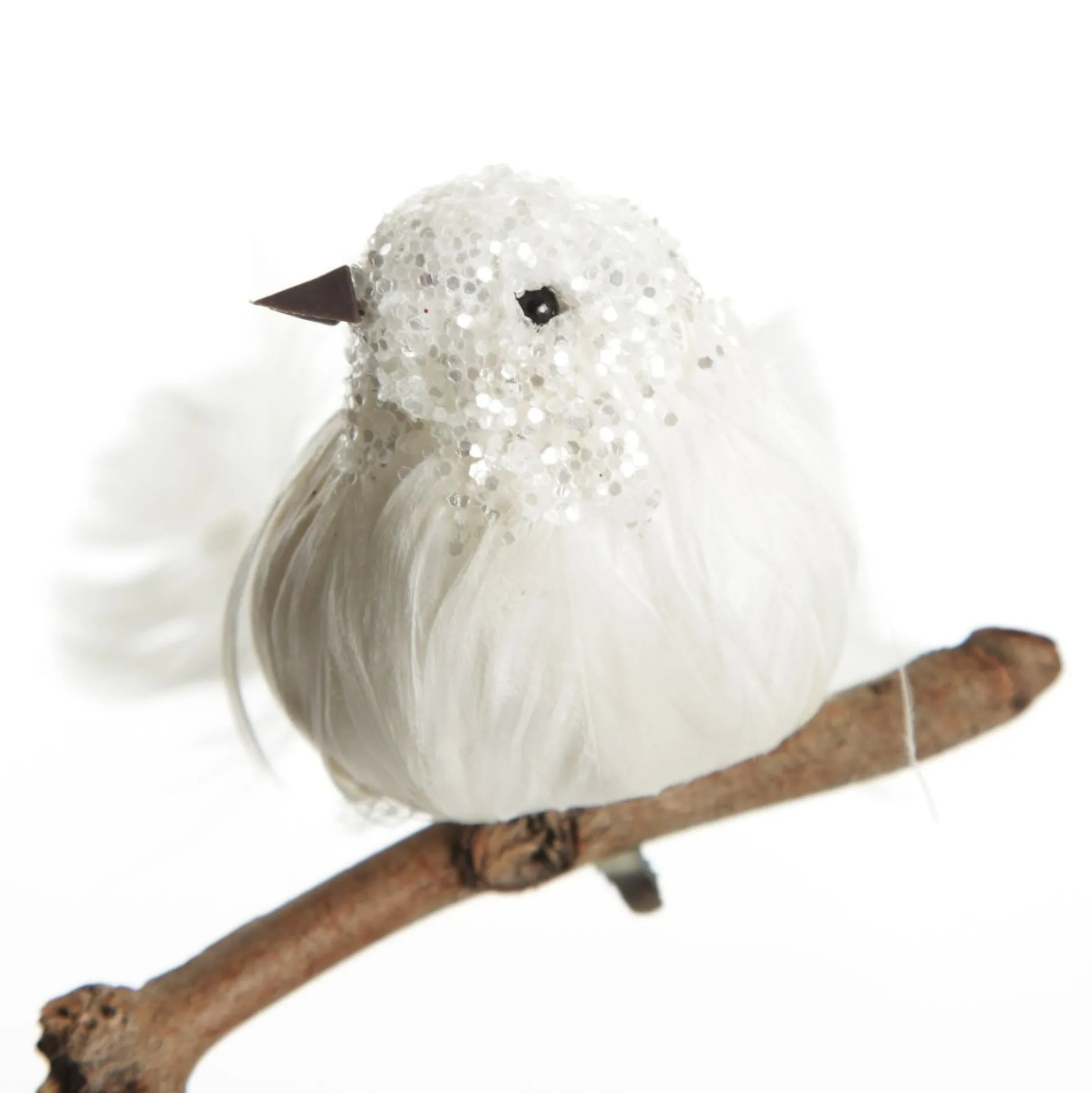 White Sequin Bird with Clip Butterflies And Birds|